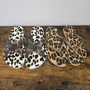 NEW Old Navy Sandals Lot Crisscross/ Classic Flip Flop Leopard Print Size 6 NWT